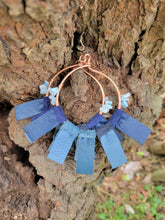 Load image into Gallery viewer, Copper Hoop Earring with Leather Fringe and Gemstones